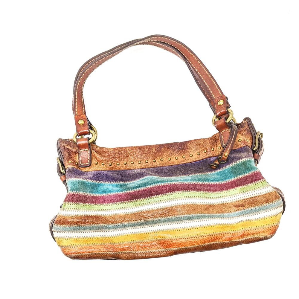 Fossil Vintage Womens Shoulder Bag Purse Leather Rainbow Multicolor Studded Y2K - Picture 2 of 10